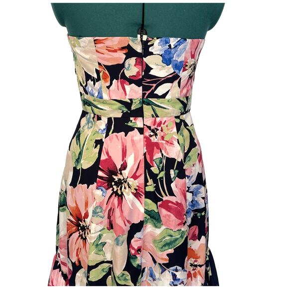 Eliza J Floral Strapless Midi Dress 4P high low ruffle petite wedding guest - Picture 8 of 13
